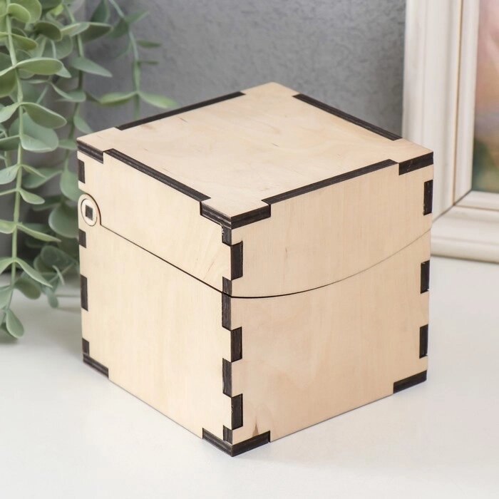 Шкатулка-куб 10,7х10,7х10,7 см, фанера 6мм от компании Интернет-гипермаркет «MOLL» - фото 1
