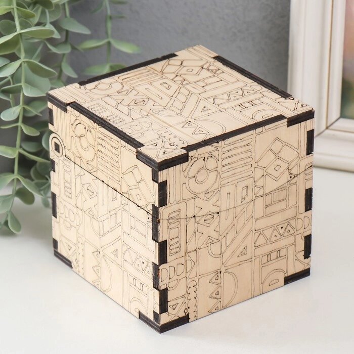 Шкатулка-куб "Египет" 10,7х10,7х10,7 см, фанера 6мм от компании Интернет-гипермаркет «MOLL» - фото 1