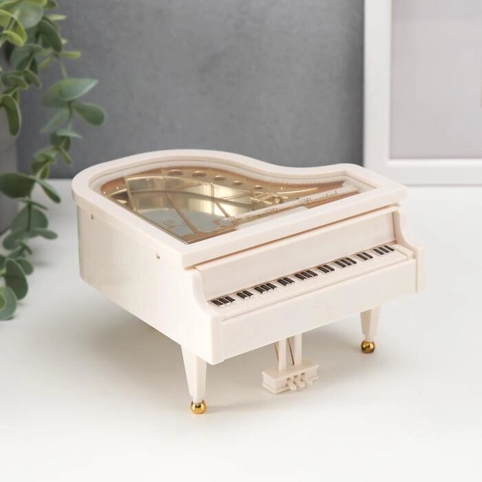 Шкатулка музыкальная механическая "Белый рояль с балериной" 12х13,5х8,5 см от компании Интернет-гипермаркет «MOLL» - фото 1