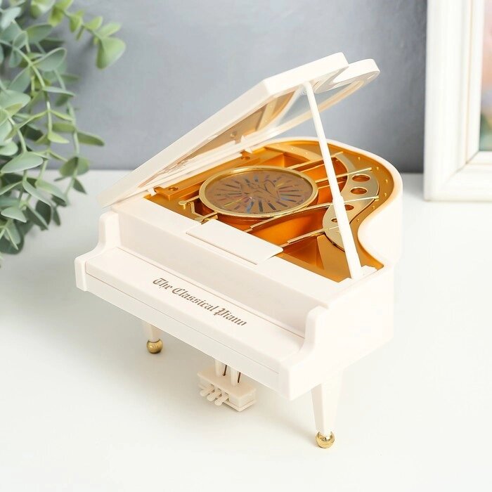 Шкатулка музыкальная механическая "Белый рояль" от компании Интернет-гипермаркет «MOLL» - фото 1