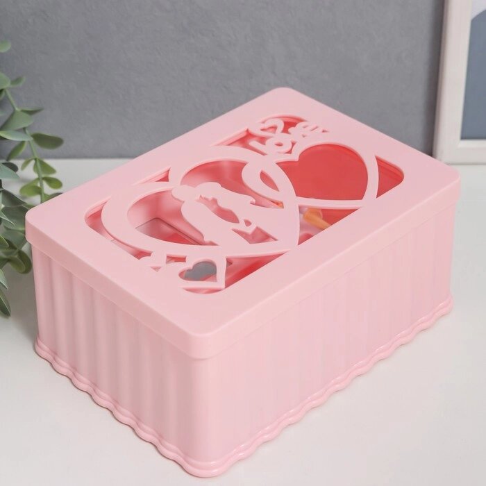 Шкатулка музыкальная механическая "Влюблённые" розовая 12,5х17,5х8 см от компании Интернет-гипермаркет «MOLL» - фото 1