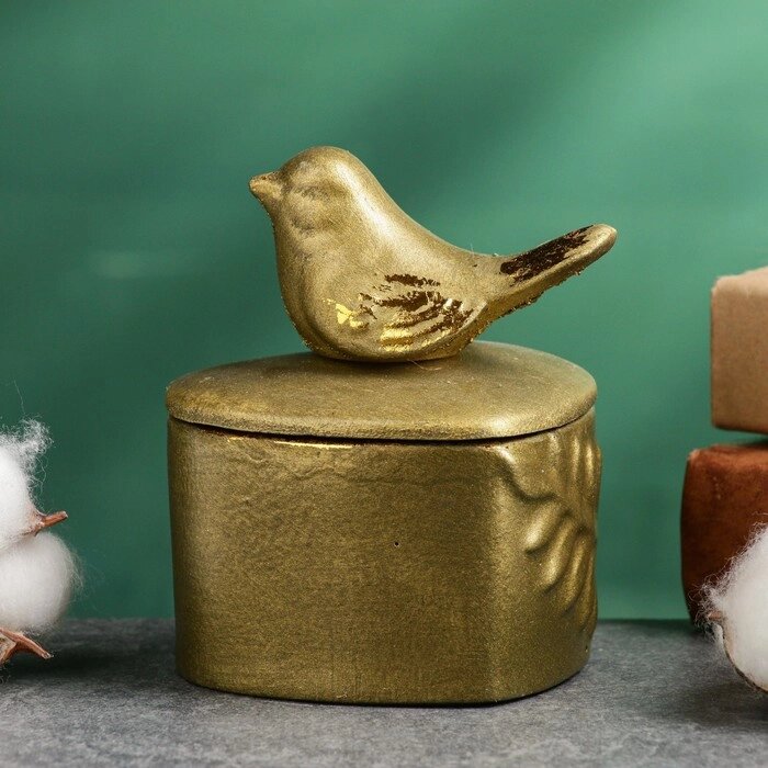 Шкатулка "Птичка на сердце" бронза с позолотой, 8х10см от компании Интернет-гипермаркет «MOLL» - фото 1