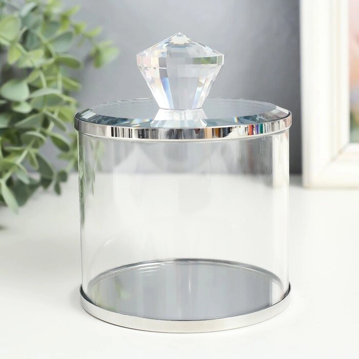 Шкатулка стекло с металлическим ободком "Хрусталлик" 10х10х14 см от компании Интернет-гипермаркет «MOLL» - фото 1