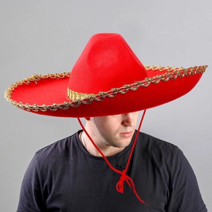 Шляпа "Мексиканка", красная от компании Интернет-гипермаркет «MOLL» - фото 1