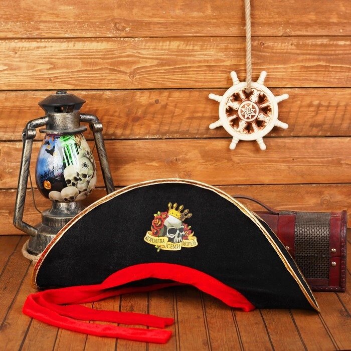 Шляпа пиратская "Королева семи морей", взрослая, р-р 56-58 от компании Интернет-гипермаркет «MOLL» - фото 1