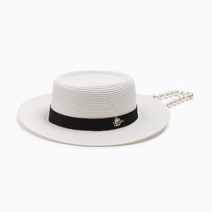 Шляпа с бусинами MINAKU цвет молочный, р-р 56-58 от компании Интернет-гипермаркет «MOLL» - фото 1