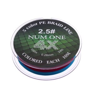 Шнур Ryobi NUM ONE PE4X, диаметр 0,260 мм, тест 10,9 кг, 100 м, Multi Colour