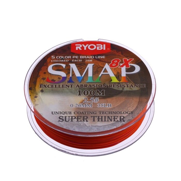Шнур Ryobi SMAP PE8X, диаметр 0,260 мм, тест 15,9 кг, 100 м, Multi Colour от компании Интернет-гипермаркет «MOLL» - фото 1