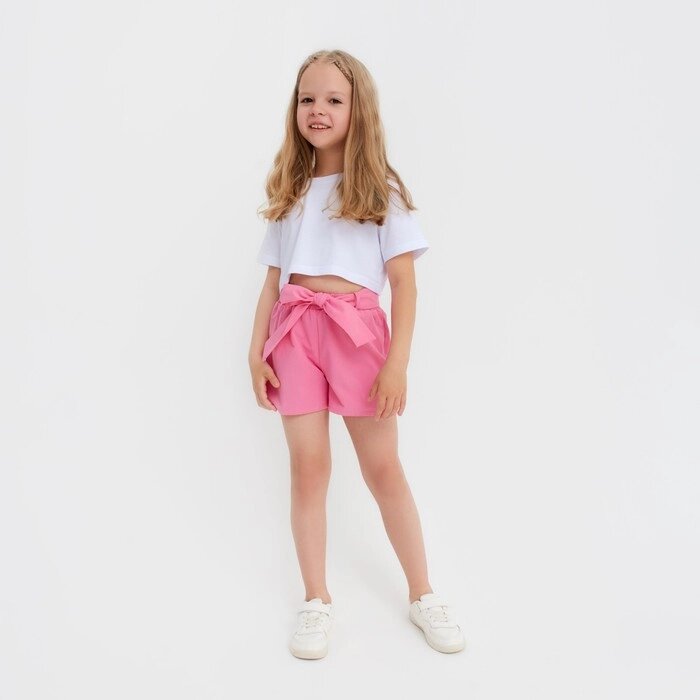 Шорты для девочки с поясом KAFTAN, размер 30 (98-104), цвет ярко-розовый от компании Интернет-гипермаркет «MOLL» - фото 1