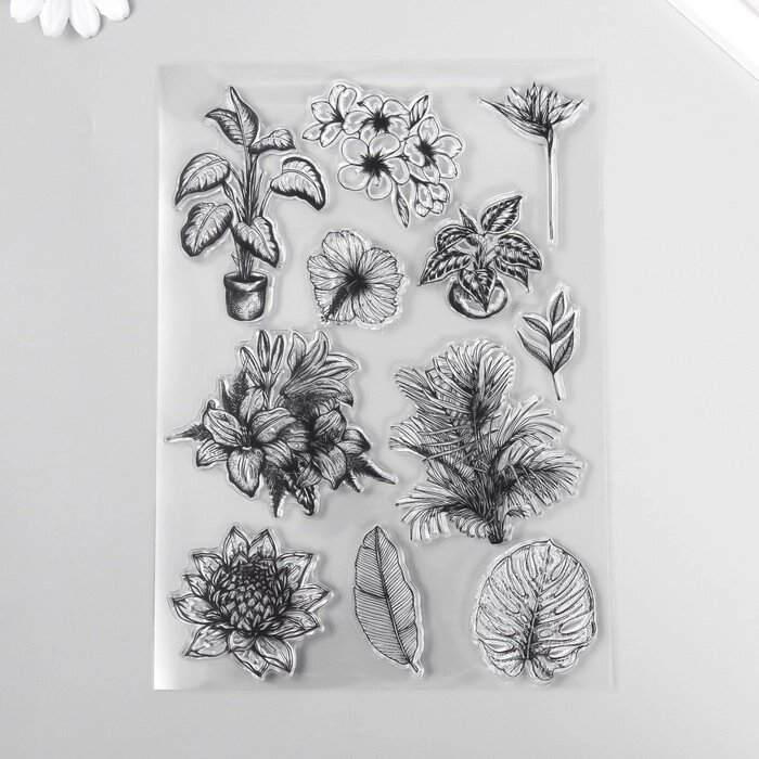 Штамп для творчества силикон "Домашние цветы" 15х21х0,3 см от компании Интернет-гипермаркет «MOLL» - фото 1