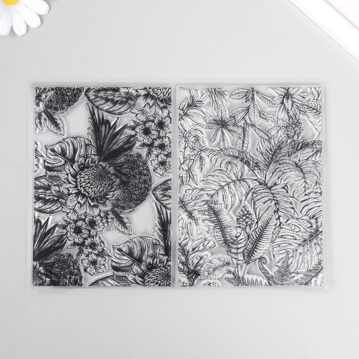 Штамп для творчества силикон "Тропические растения и цветы" 15х21х0,3 см от компании Интернет-гипермаркет «MOLL» - фото 1