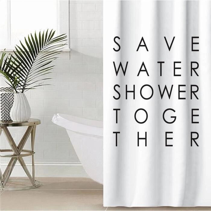 Штора для ванной Этель "Save water" 145 х 180 см, полиэстер от компании Интернет-гипермаркет «MOLL» - фото 1