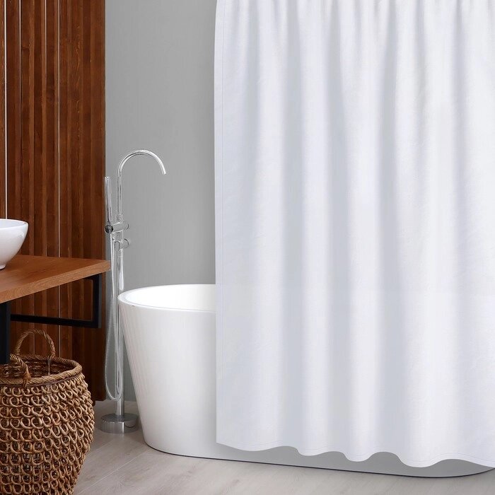 Штора для ванной комнаты, 12 колец, PEVA. 180х180 см, цвет белый от компании Интернет-гипермаркет «MOLL» - фото 1