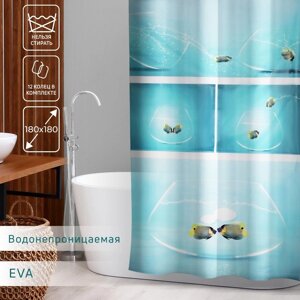 Штора для ванной комнаты Доляна "Аквариум", 180180 см, EVA