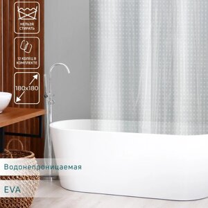 Штора для ванной комнаты Доляна "Горошек", 180180 см, EVA, цвет белый