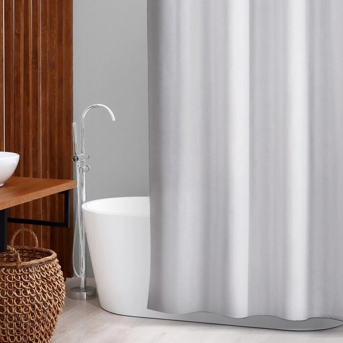 Штора для ванной комнаты SAVANNA "Классика", с люверсами, 180180 см, полиэстер, цвет белый от компании Интернет-гипермаркет «MOLL» - фото 1