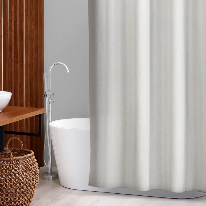 Штора для ванной комнаты SAVANNA "Классика", с люверсами, 180180 см, полиэстер, цвет бежевый от компании Интернет-гипермаркет «MOLL» - фото 1