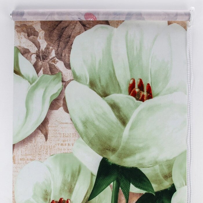 Штора рулонная 3D принт "Тюльпаны белые", 60200 см (с учётом креплений 3,5 см) от компании Интернет-гипермаркет «MOLL» - фото 1