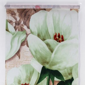 Штора рулонная 3D принт "Тюльпаны белые", 60200 см (с учётом креплений 3,5 см)