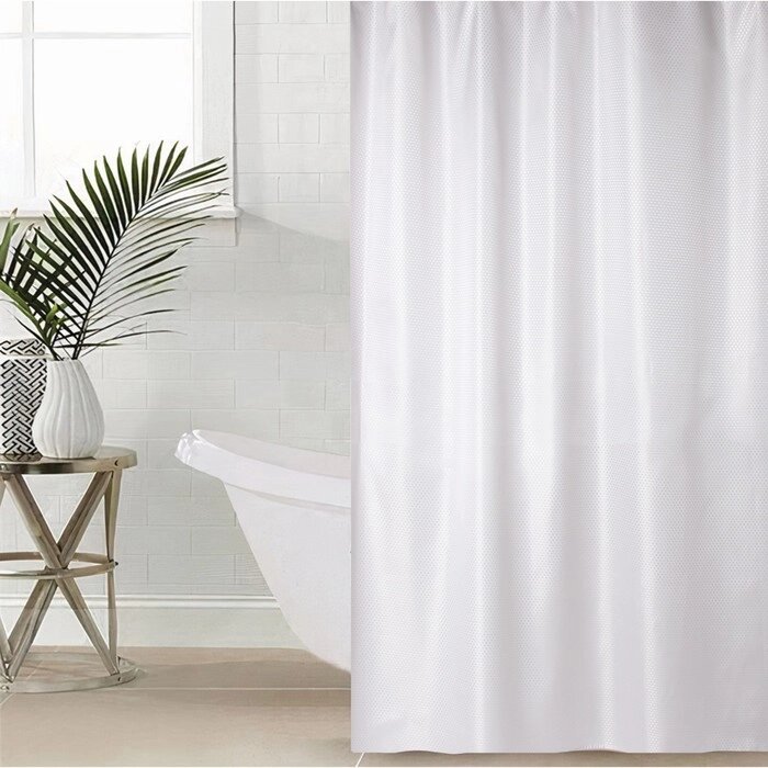 Штора в ванную Этель цвет серый, 180*200 см, 80гр/м2, 100% п/э от компании Интернет-гипермаркет «MOLL» - фото 1