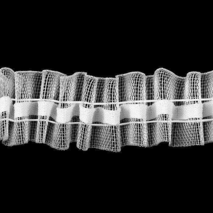 Шторная лента классическая, органза, 2,5 см, 100  1 м, цвет белый от компании Интернет-гипермаркет «MOLL» - фото 1