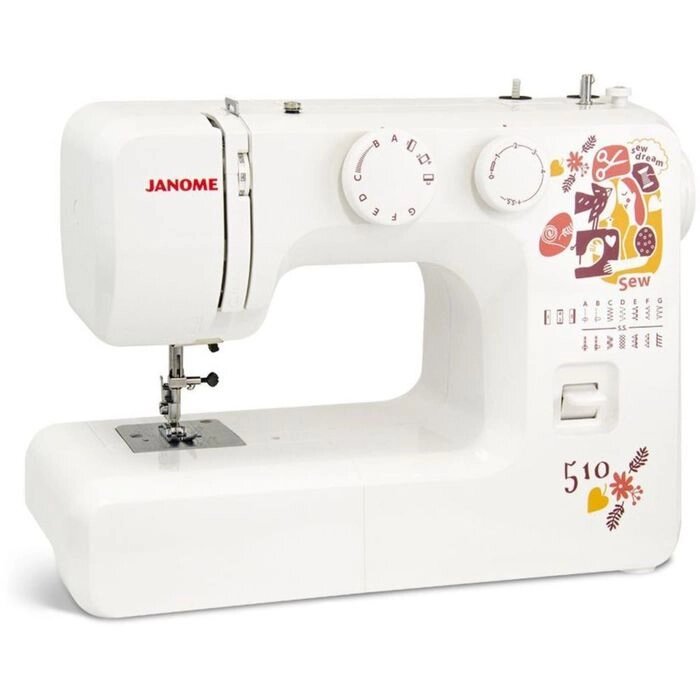 Швейная машина Janome Sew Dream 510, 35 Вт, 15 операций, полуавтомат, белая от компании Интернет-гипермаркет «MOLL» - фото 1