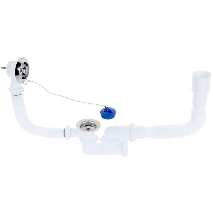 Сифон для ванны Aquant, с выпуском и переливом, регулируемый 40х40/50 мм от компании Интернет-гипермаркет «MOLL» - фото 1