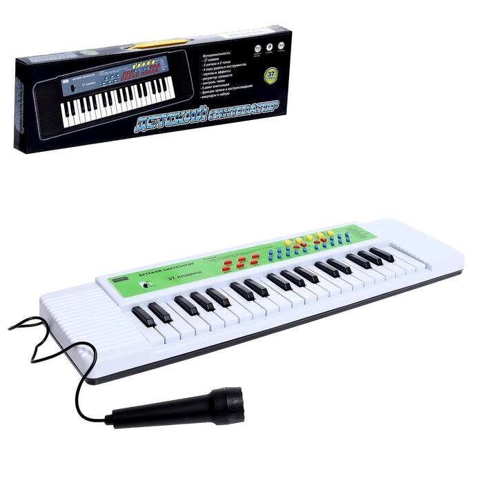 Синтезатор "Детский", 37 клавиш, с микрофоном, цвет белый от компании Интернет-гипермаркет «MOLL» - фото 1