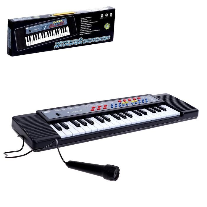 Синтезатор "Детский", 37 клавиш, с микрофоном, цвет чёрный от компании Интернет-гипермаркет «MOLL» - фото 1