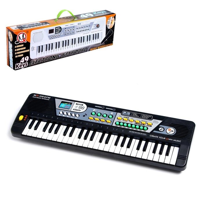Синтезатор "Маленький музыкант" с микрофоном, 49 клавиш, цвет чёрный от компании Интернет-гипермаркет «MOLL» - фото 1