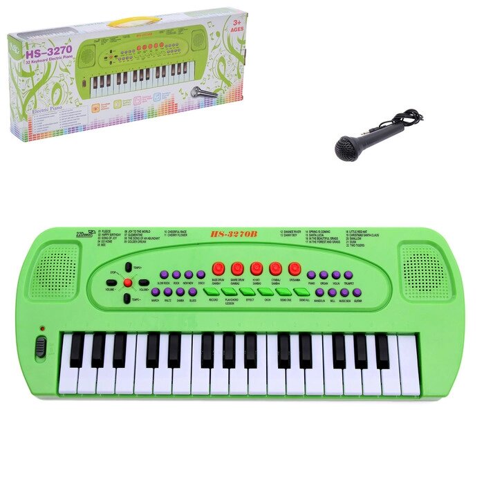 Синтезатор "Музыкант" с микрофоном, цвет зелёный, 32 клавиши от компании Интернет-гипермаркет «MOLL» - фото 1