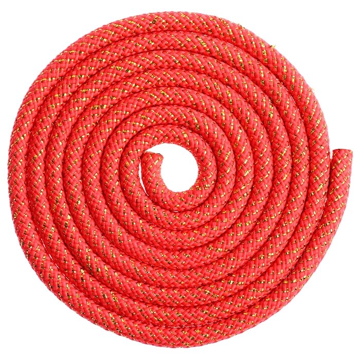 Скакалка гимнастическая утяжелённая, 3 м, 180 г, цвет красный/золото/люрекс от компании Интернет-гипермаркет «MOLL» - фото 1