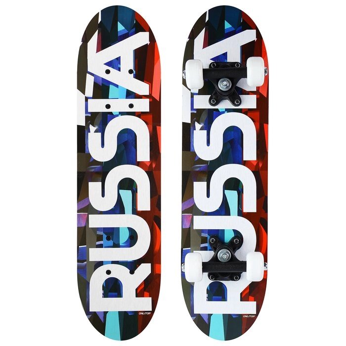 Скейтборд подростковый RUSSIA 62х16 см, колёса PVC d=50 мм от компании Интернет-гипермаркет «MOLL» - фото 1