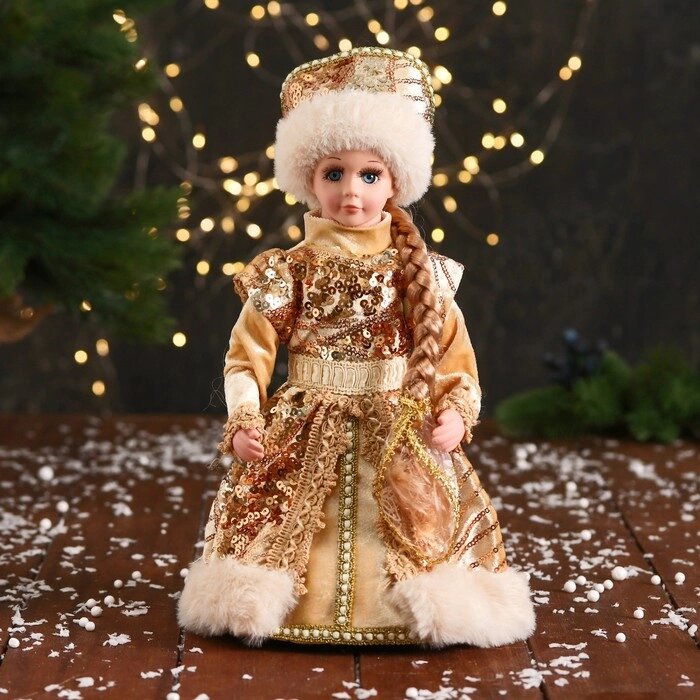 Снегурочка "Платье с пайетками" двигается, 30 см, золото от компании Интернет-гипермаркет «MOLL» - фото 1
