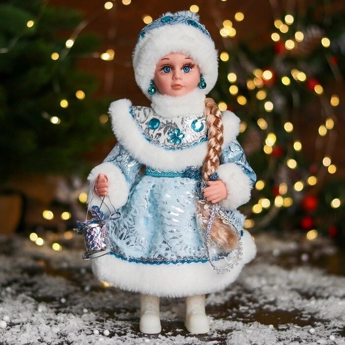 Снегурочка "В шубке с камнями и барабанчиком" 30 см, голубой от компании Интернет-гипермаркет «MOLL» - фото 1