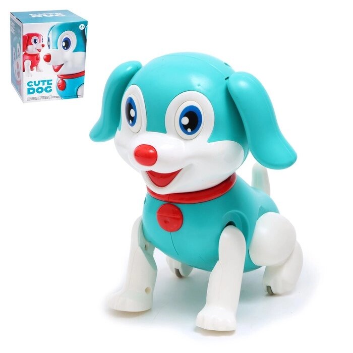 Собака "Тобби", ходит, свет, звук, работает от батареек, цвет голубой от компании Интернет-гипермаркет «MOLL» - фото 1