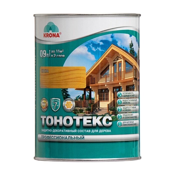 Состав защитно-декоративный Тонотекс "KRONA" сосна 0,9 л от компании Интернет-гипермаркет «MOLL» - фото 1