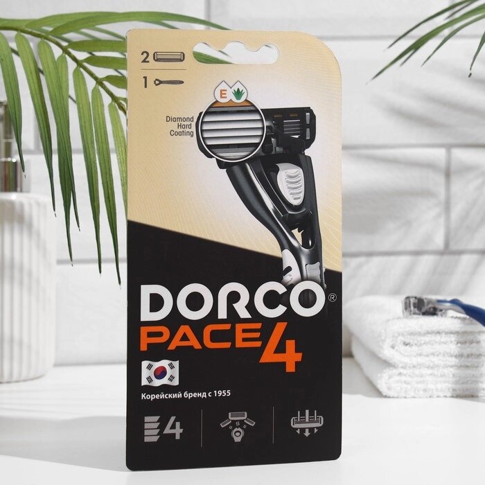Станок для бритья Dorco Pace4 + 2 кассеты, 4 лезвия, плавающая головка от компании Интернет-гипермаркет «MOLL» - фото 1
