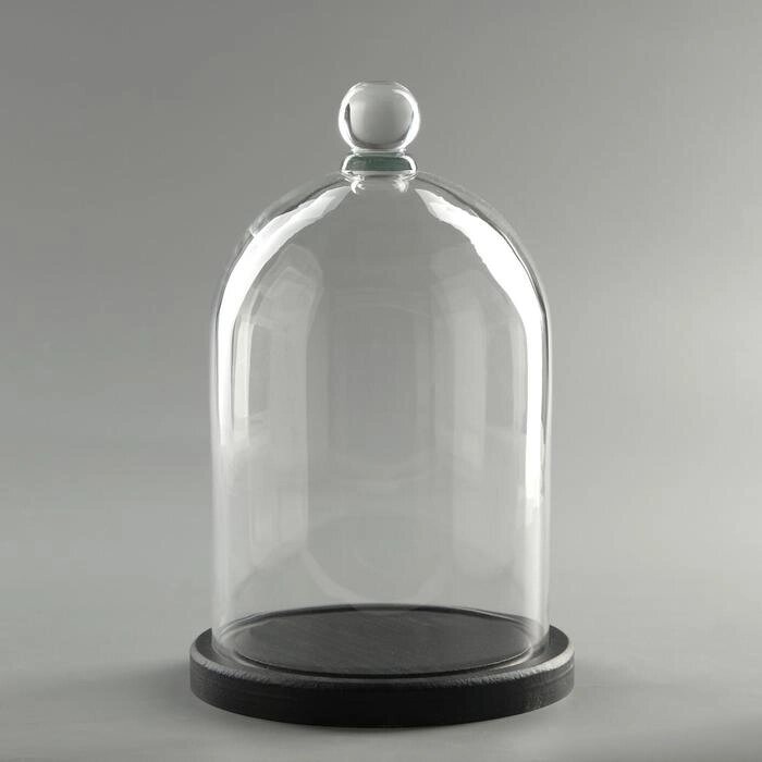 Стеклянный купол-клош с шариком на  подставке "Родрик", 24х15 см, стекло, черный от компании Интернет-гипермаркет «MOLL» - фото 1