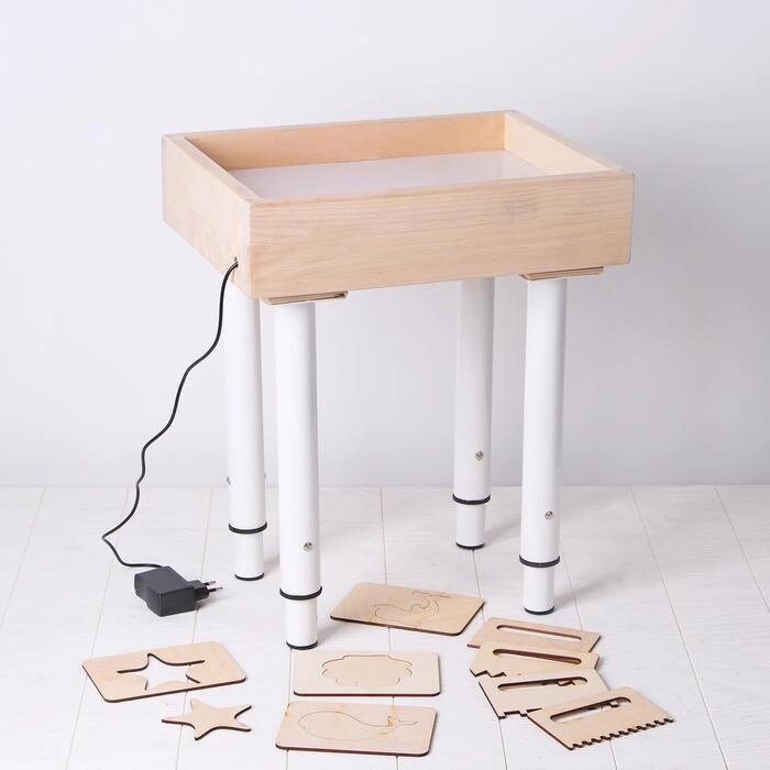 Стол для рисования песком с белой подстветкой 30*40 см + гребень и трафарет от компании Интернет-гипермаркет «MOLL» - фото 1