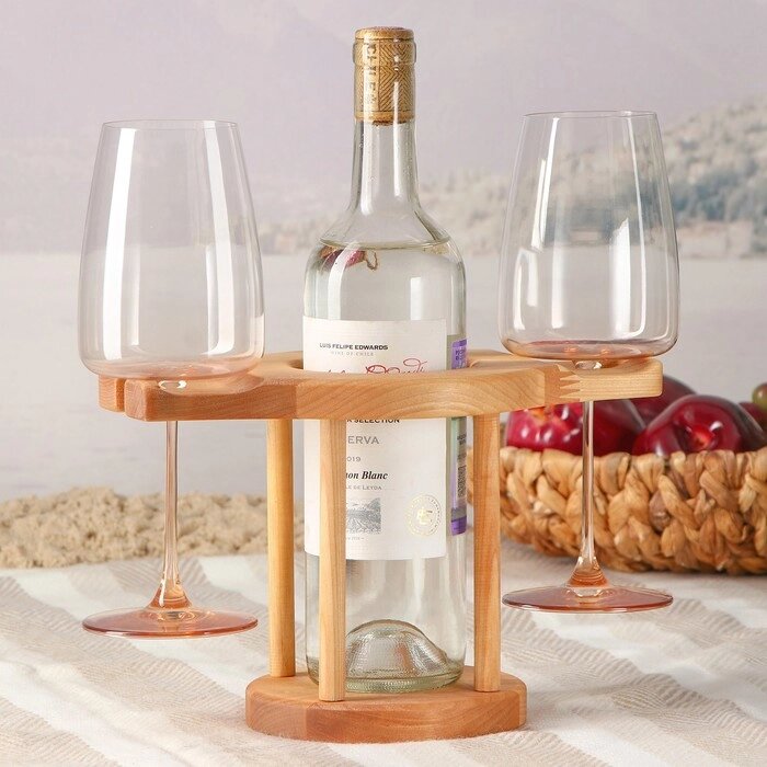 Столик-поднос для вина на 2 персоны Adelica, 25151,8 см, берёза от компании Интернет-гипермаркет «MOLL» - фото 1