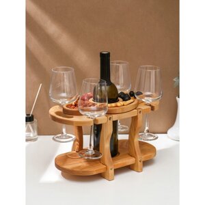 Столик-поднос для вина со сьемной менажницей на 4 персоны Adelica, 35191,8 см, высота 21 см, берёза