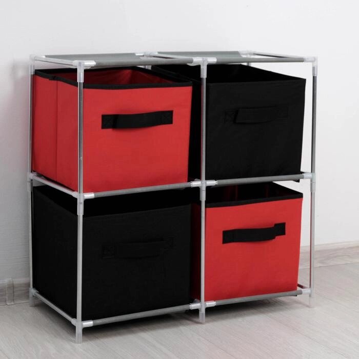 Стойка для хранения одежды Доляна, 4 короба, 602960 см, цвет красно-чёрный от компании Интернет-гипермаркет «MOLL» - фото 1