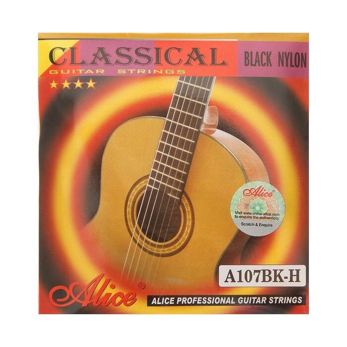 Струны для классической гитары Alice A107BK, черный нейлон от компании Интернет-гипермаркет «MOLL» - фото 1