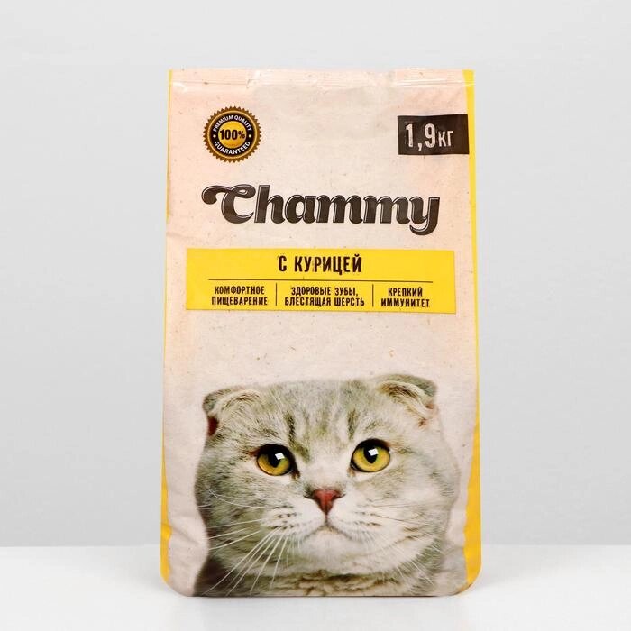 Сухой корм Chammy для кошек, курица 1,9 кг от компании Интернет-гипермаркет «MOLL» - фото 1