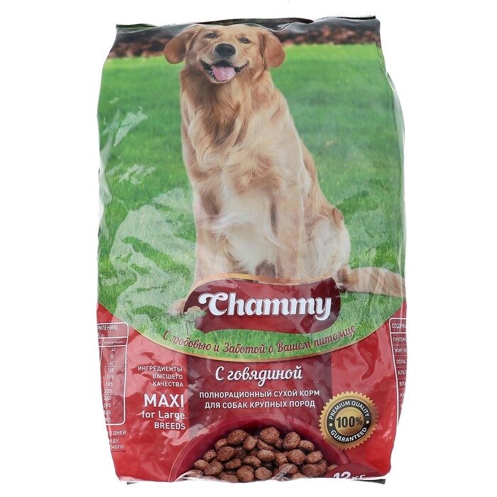 Сухой корм Chammy для собак крупных пород, говядина, 12 кг от компании Интернет-гипермаркет «MOLL» - фото 1