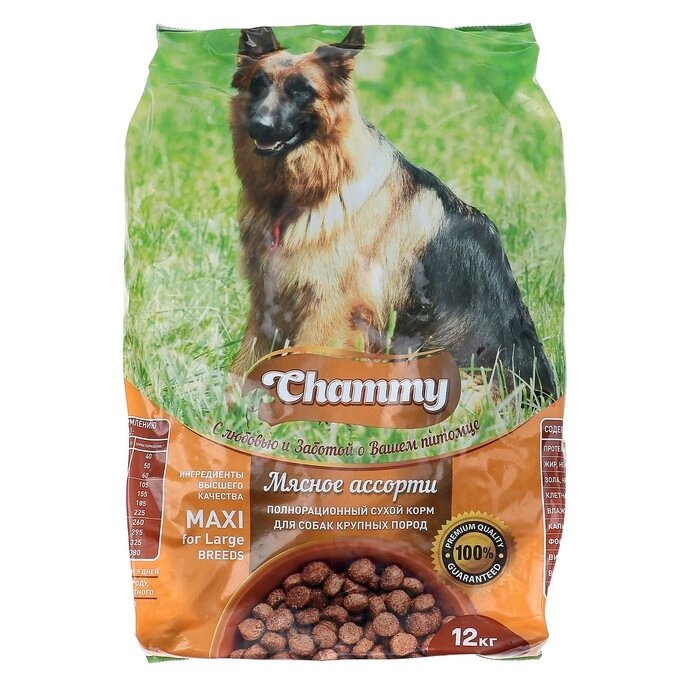 Сухой корм Chammy для собак крупных пород, мясное ассорти, 12 кг от компании Интернет-гипермаркет «MOLL» - фото 1