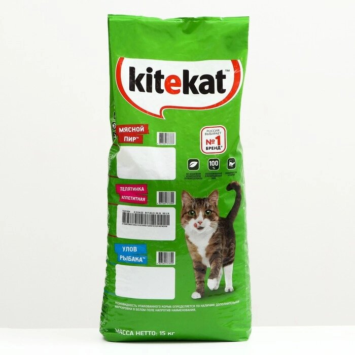 Сухой корм Kitekat "Аппетитная телятина" для кошек, 15 кг от компании Интернет-гипермаркет «MOLL» - фото 1