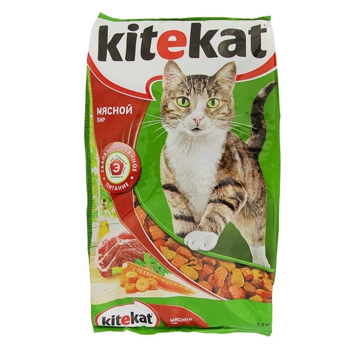 Сухой корм KiteKat "Мясной пир" для кошек, 1,9 кг от компании Интернет-гипермаркет «MOLL» - фото 1