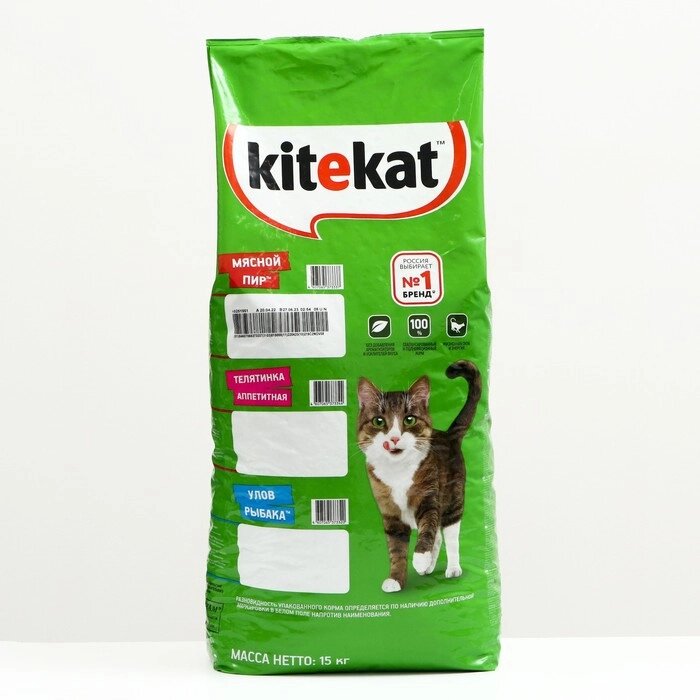 Сухой корм KiteKat "Мясной пир" для кошек, 15 кг от компании Интернет-гипермаркет «MOLL» - фото 1